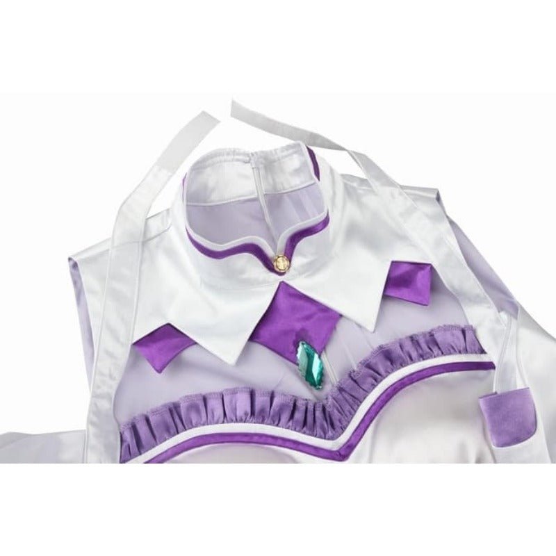 Costume Cosplay Emilia - Robe Anime Re:Zero avec Heaume pour Halloween et Fêtes