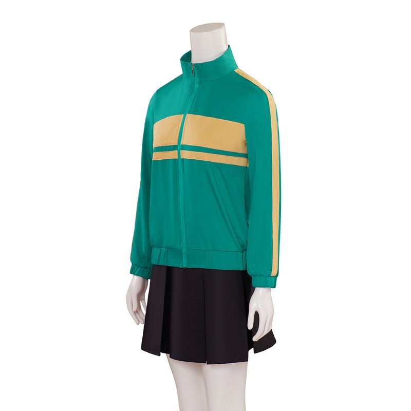Costume Cosplay Scott Pilgrim Kim Pine Veste Verte & Jupe pour Femmes Tenue d'Halloween