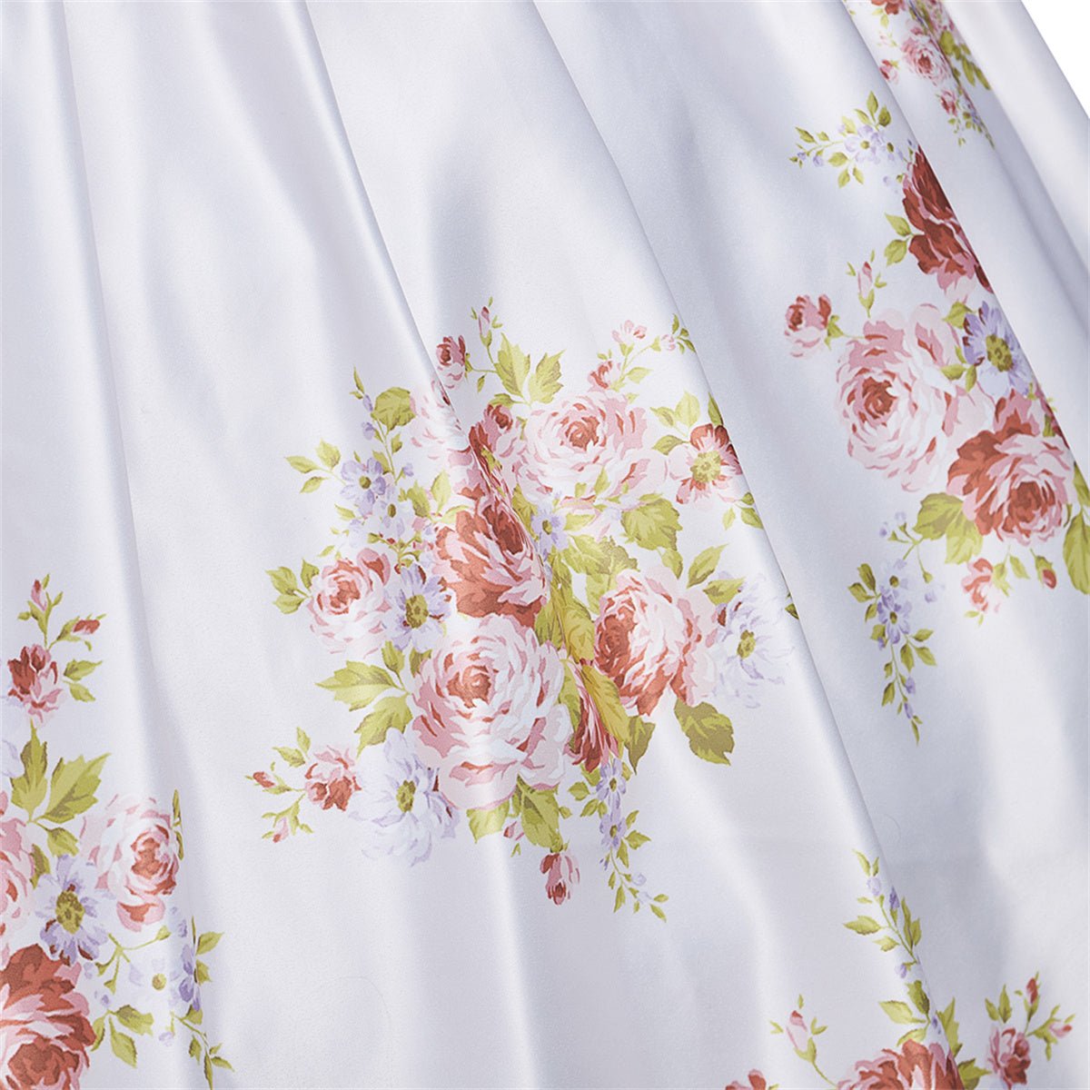 Robe de bal ivoire à manches bouffantes et motifs floraux - Costume cosplay élégant longueur plancher