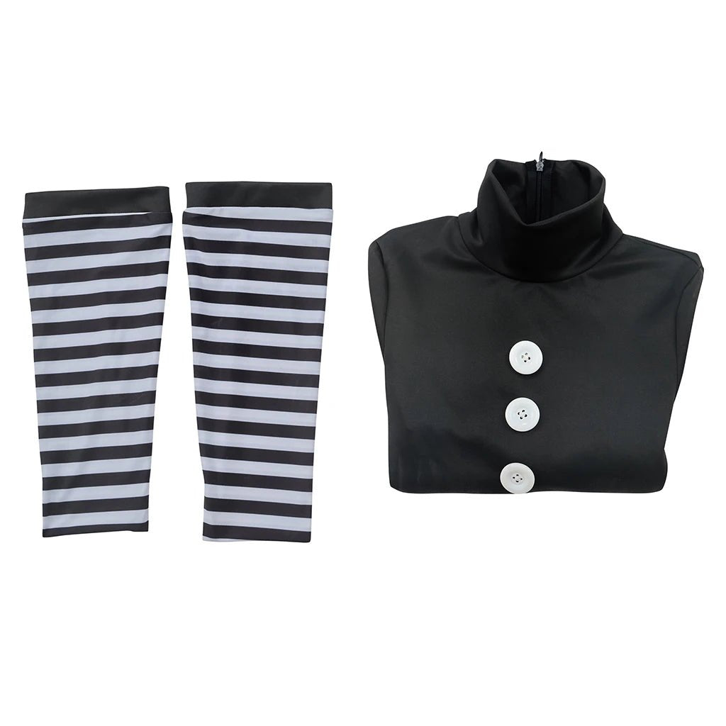 Costume Cosplay Marionette Robe Noire avec Bas Rayés pour Femmes Adultes