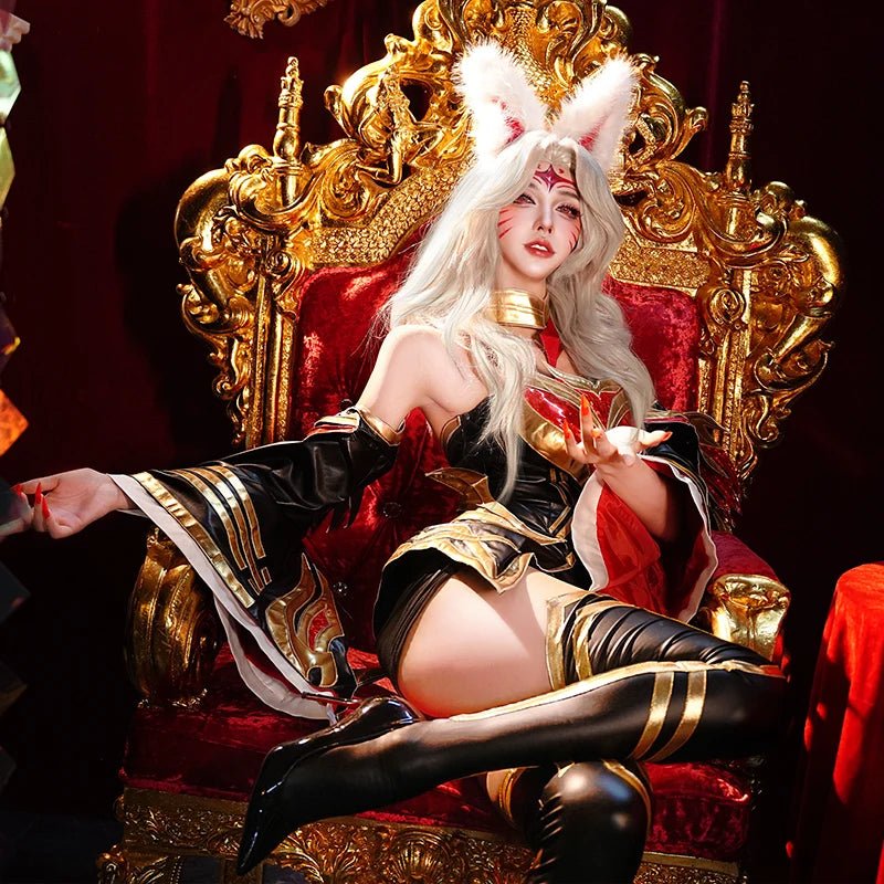 Costume Cosplay Ahri Renard à Neuf Queues LOL pour Femmes
