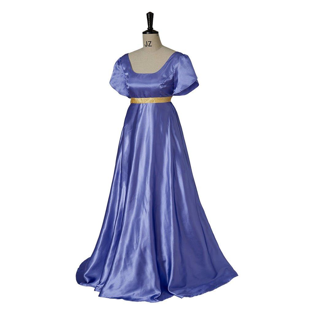 Robe Empire Médiévale Traditionnelle - Costume Cosplay Bridgerton en Soie Bleu-Violet