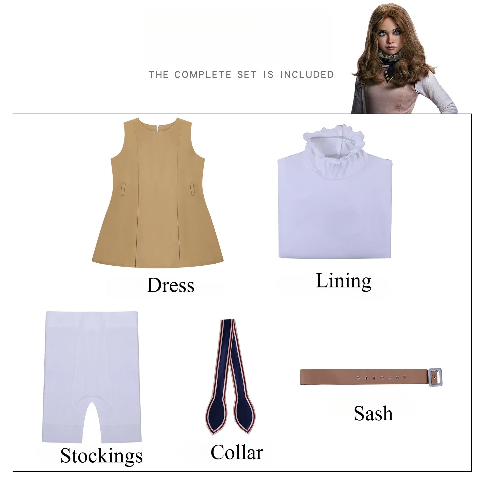 Costume Cosplay M3GAN 2.0 – Tenue pour Halloween et Spectacles pour Adultes et Enfants