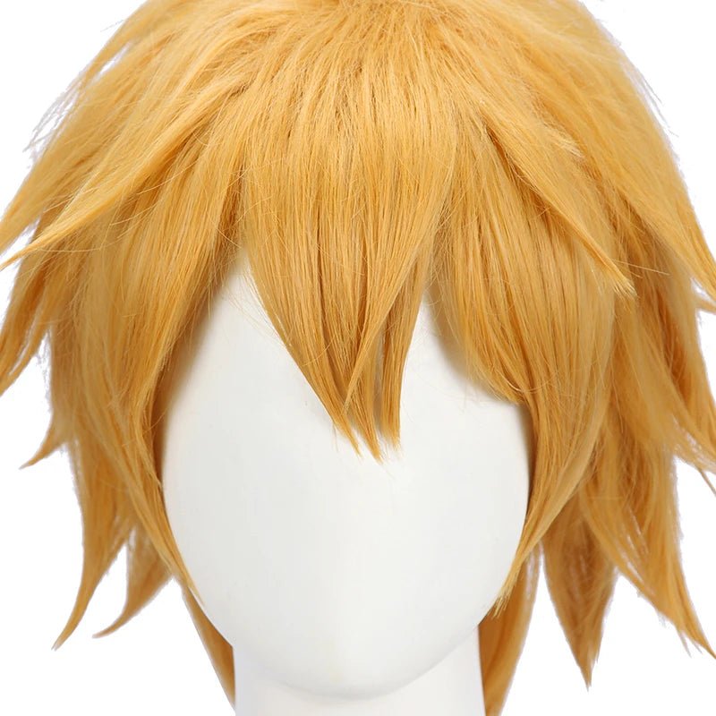 Perruque Cosplay Tohma Genshin Impact 55cm Jaune pour Homme Résistante à la Chaleur