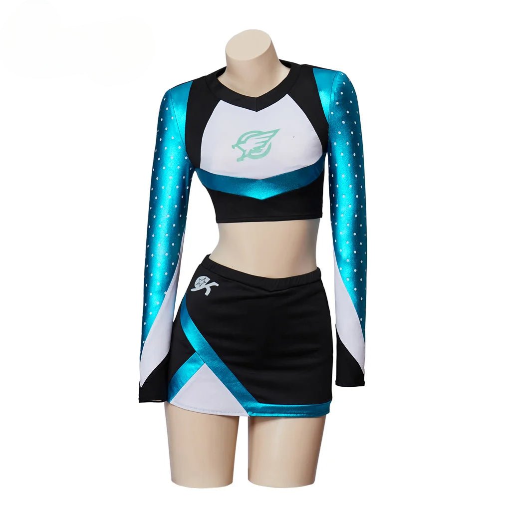 Uniforme de Pom-Pom Girl Euphoria Ensemble Maddy Top Court avec Mini Jupe Costume de Pom-Pom Girl à Manches Longues pour Filles Lycée