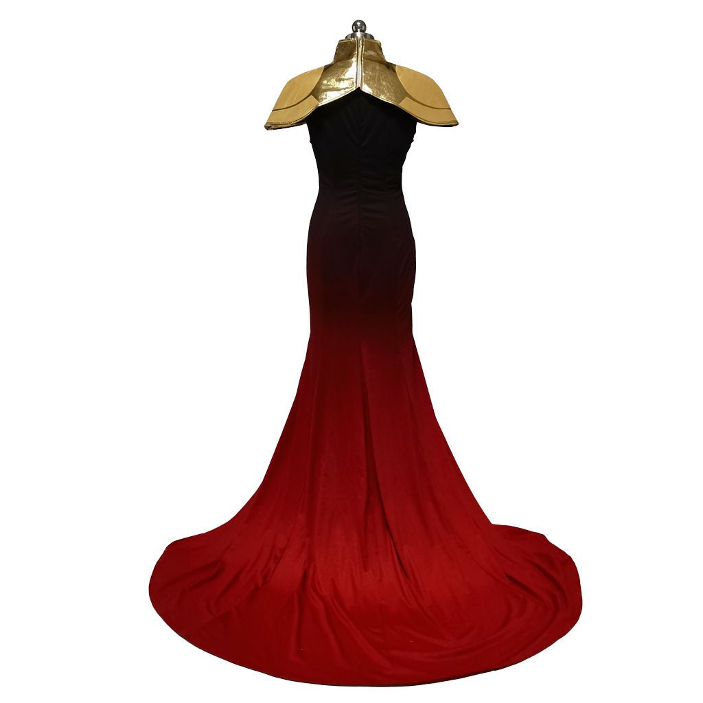 Costume Cosplay Carmilla de Castlevania - Robe Cérémoniale Rouge avec Longue Perruque Blanche