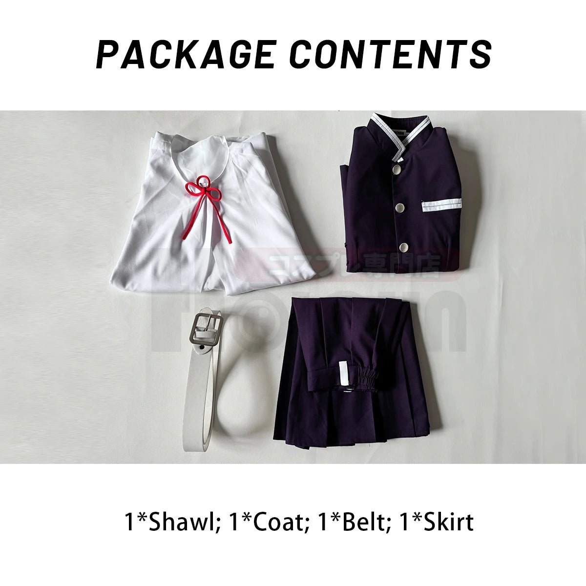 Costume Cosplay Tsuyuri Kanao Anime Demon Slayer Perruque Violet Haut Manteau Blanc Ceinture Cadeau Halloween Noël