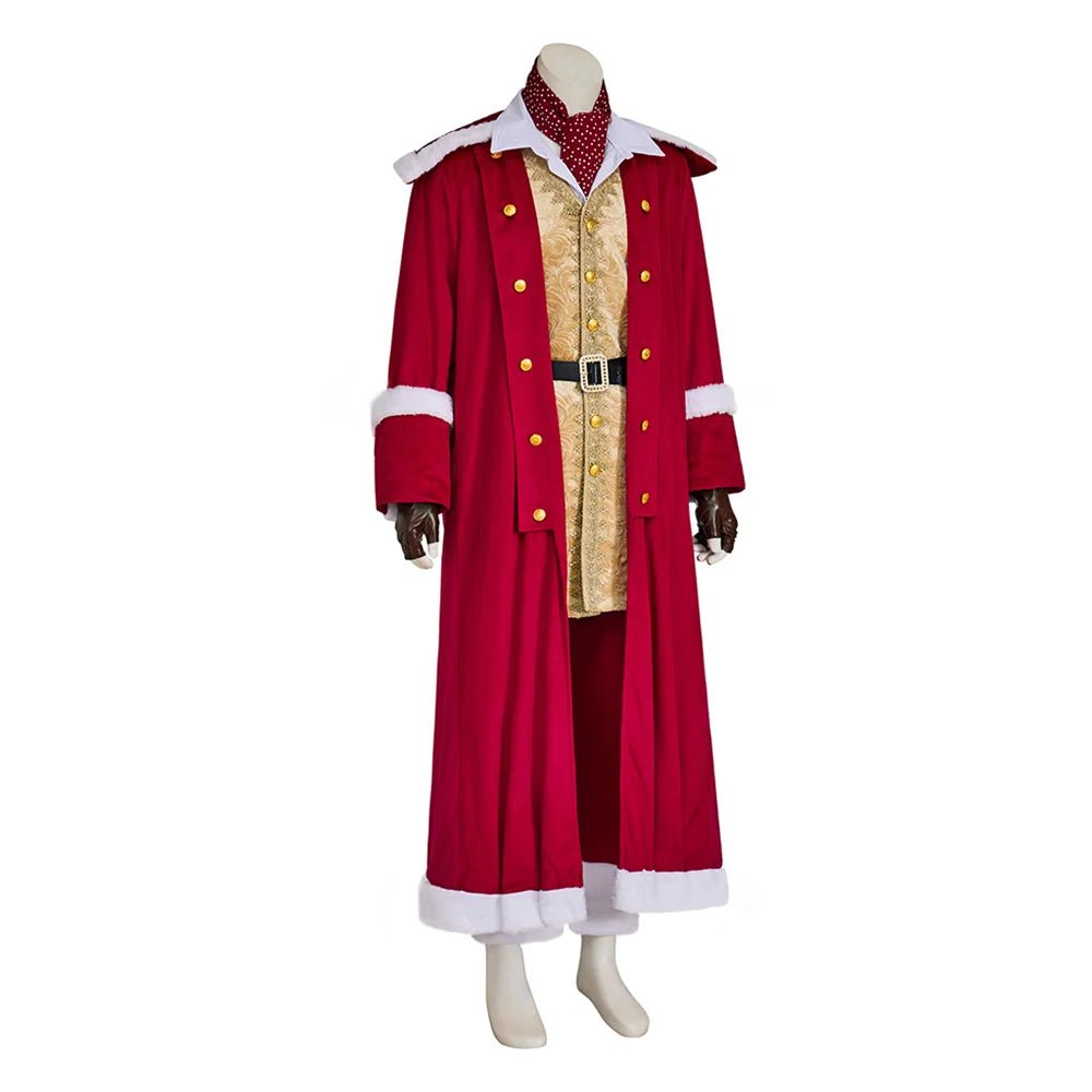 Costume Cosplay Santa Claus Médieval - Veste en Velours Rouge Ensemble Complet