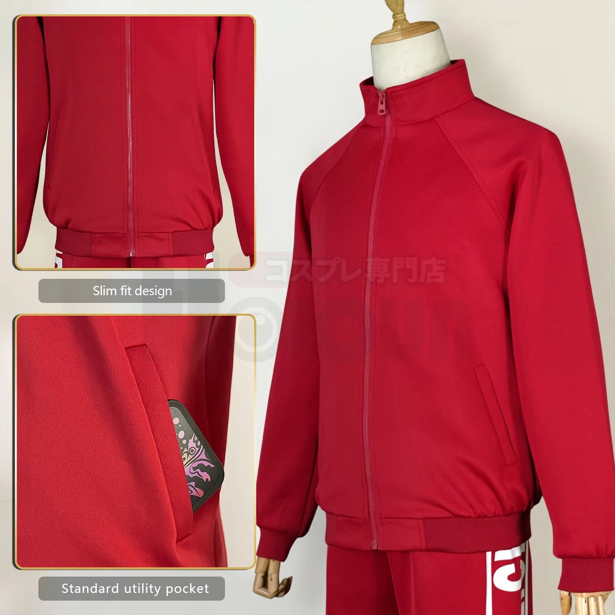 Costume Cosplay Lycée Nekoma Haikyuu Kuroo Tetsuro Kenma - Veste de survêtement à fermeture éclair complète avec broderie