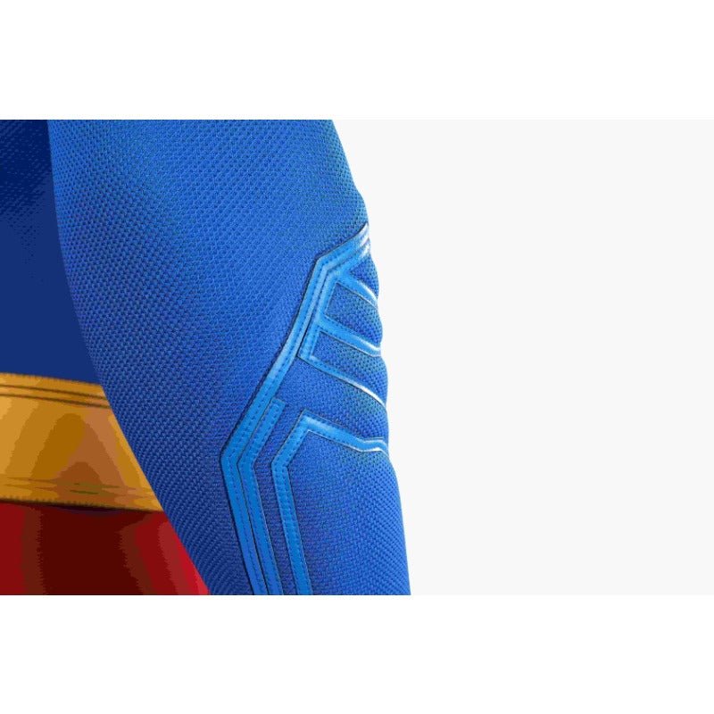 Costume Cosplay Superhero Legacy Clark Kent - Combinaison Zentai Bleue avec Cape Rouge