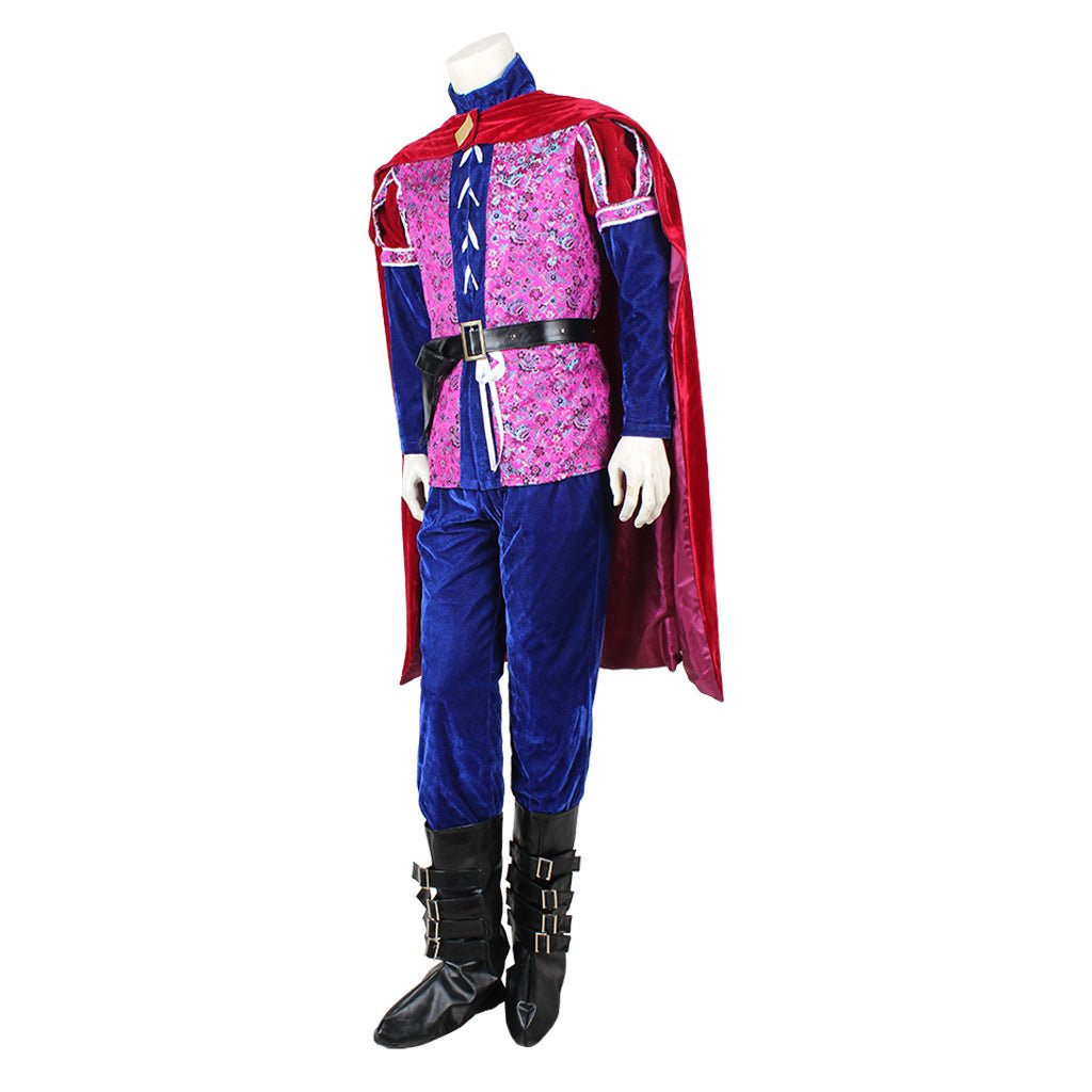 Costume de Cosplay Prince Médiéval | Ensemble Complet Velours Rouge et Bleu pour Hommes | Halloween et Fêtes