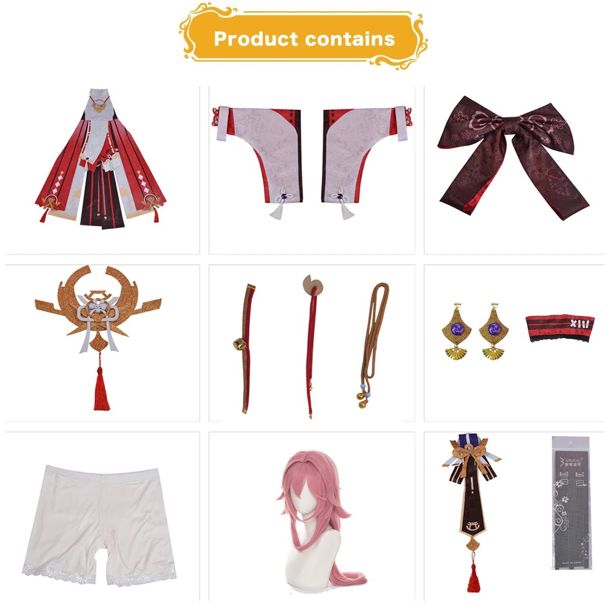 Perruque Cosplay Yae Miko Genshin Impact Anime Jeu Costume Fancy Halloween Noël Drag Party Cadeau