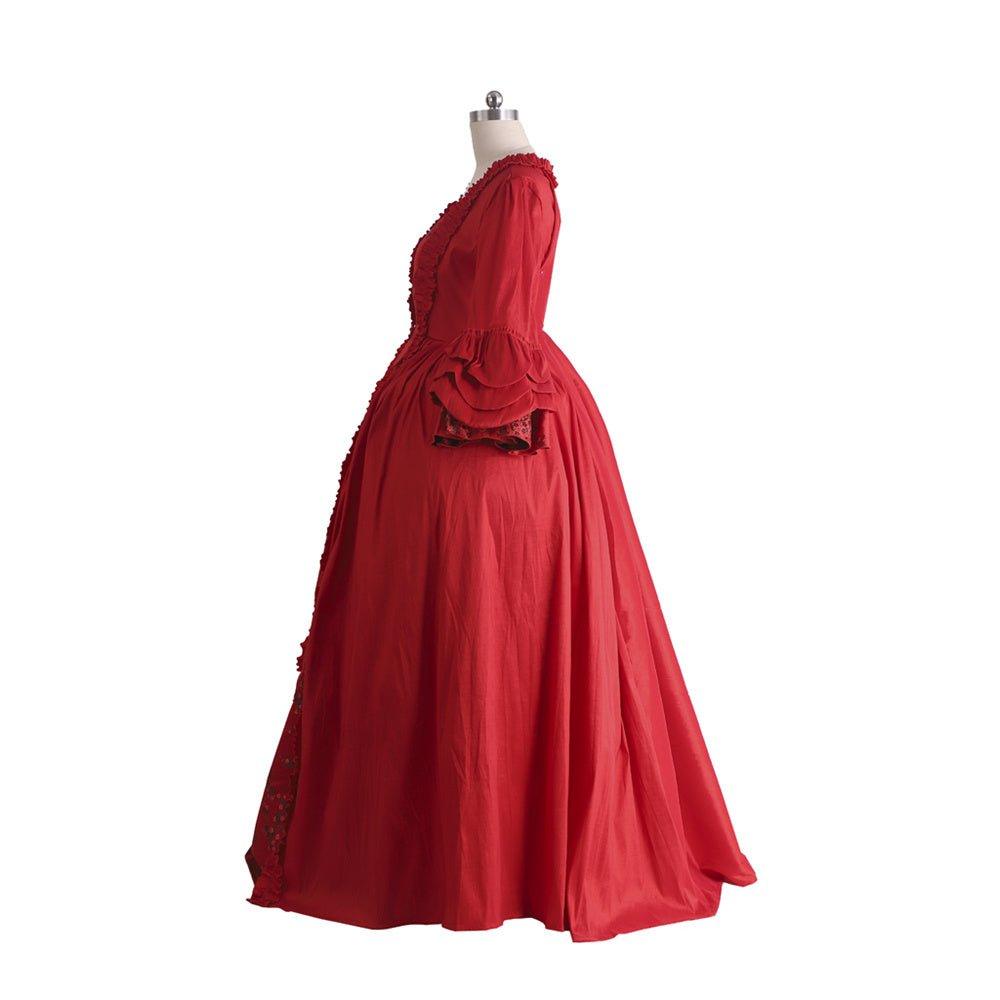 Robe Rococo Rouge du 18ème Siècle avec Dentelle - Style Majestueux Marie Antoinette de L'AniMirage