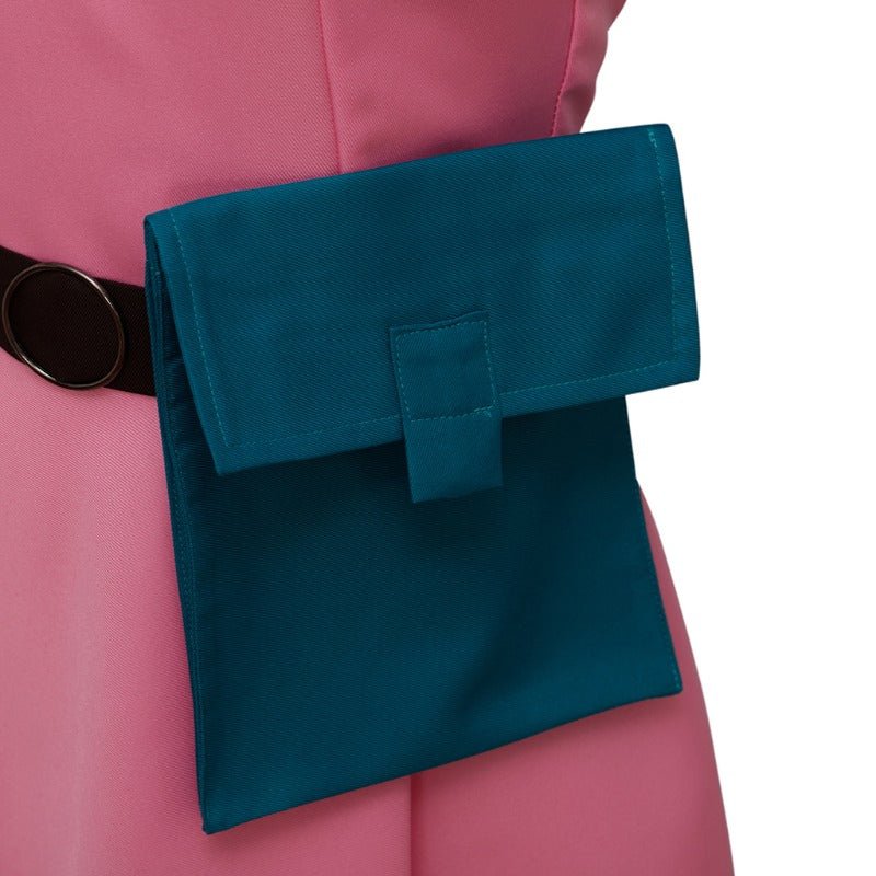 Costume Cosplay Bulma Dragon Ball Robe Rose avec Accessoires