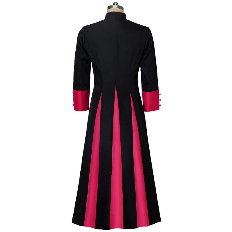 Robe de Clergé Médiéval - Noir & Rouge Cassock de Pasteur Romain pour Hommes | Série Médiévale L'AniMirage