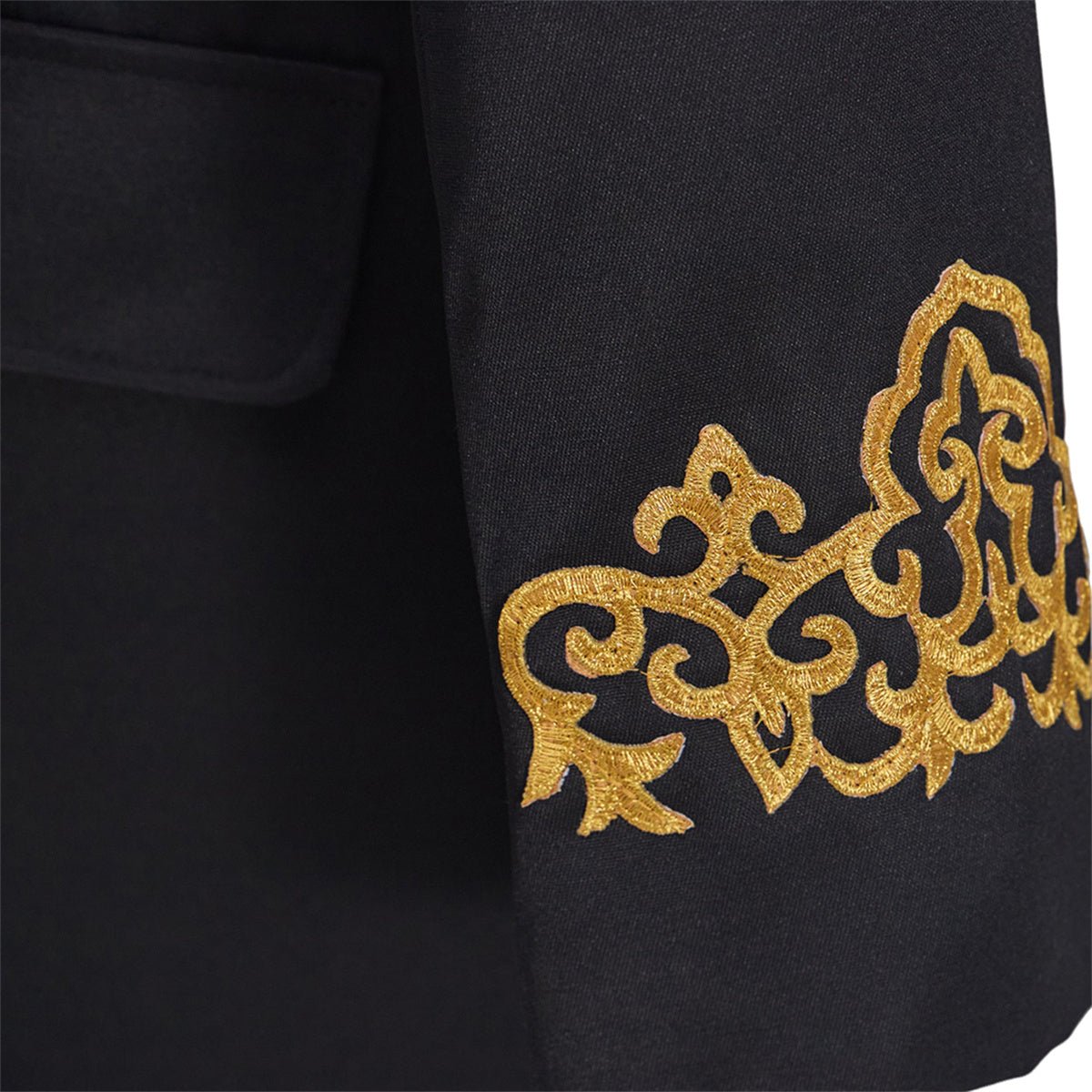 Manteau Noir Brodé Médiéval - Costume Cosplay pour Anime & Foire Renaissance