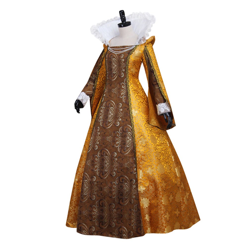 Costume Cosplay Reine Elizabeth | Robe Ballon Médiévale Or pour Événements Thème Tudor