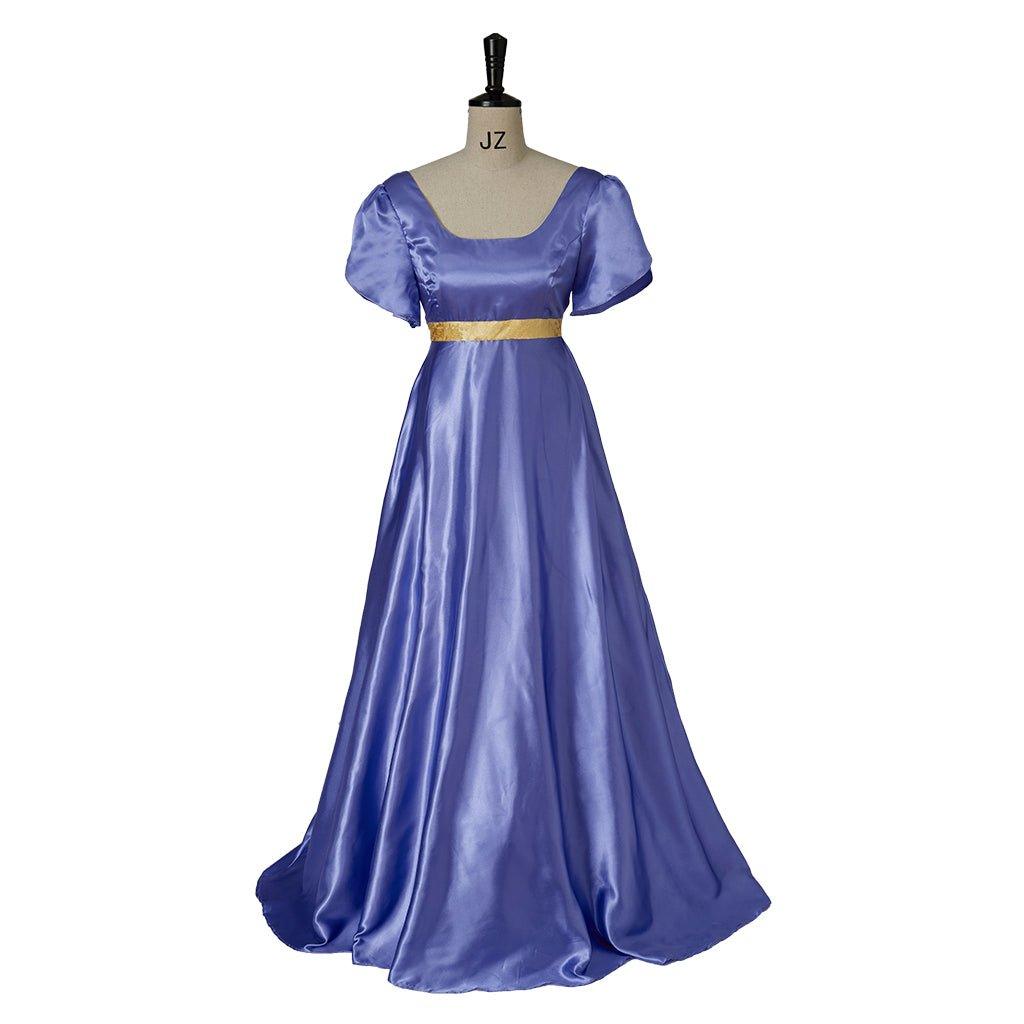 Robe Empire Médiévale Traditionnelle - Costume Cosplay Bridgerton en Soie Bleu-Violet