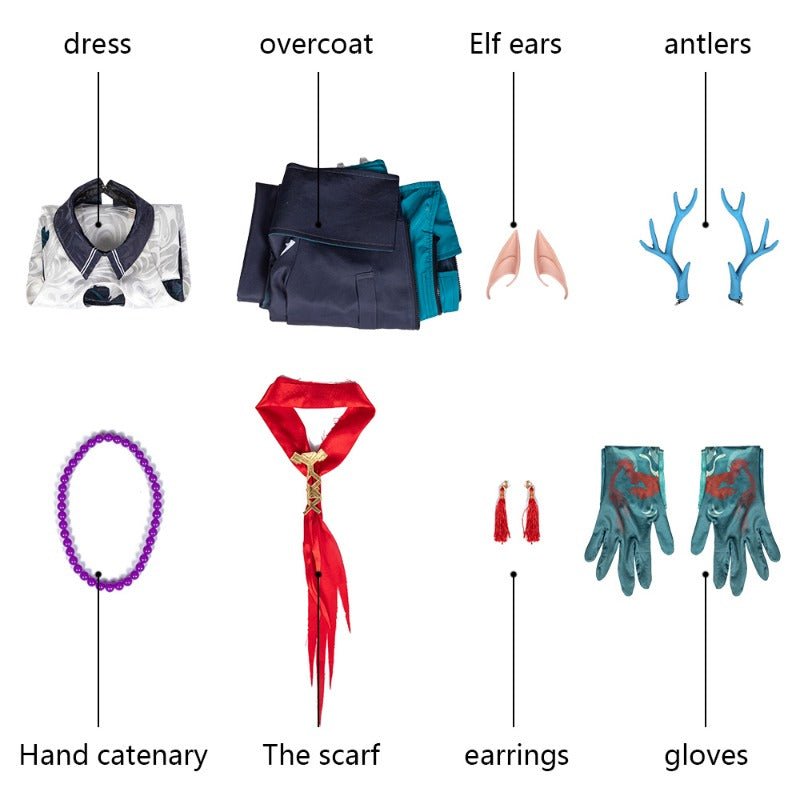 Costume Cosplay Arknights Dusk Ensemble Complet Robe Manteau pour Halloween