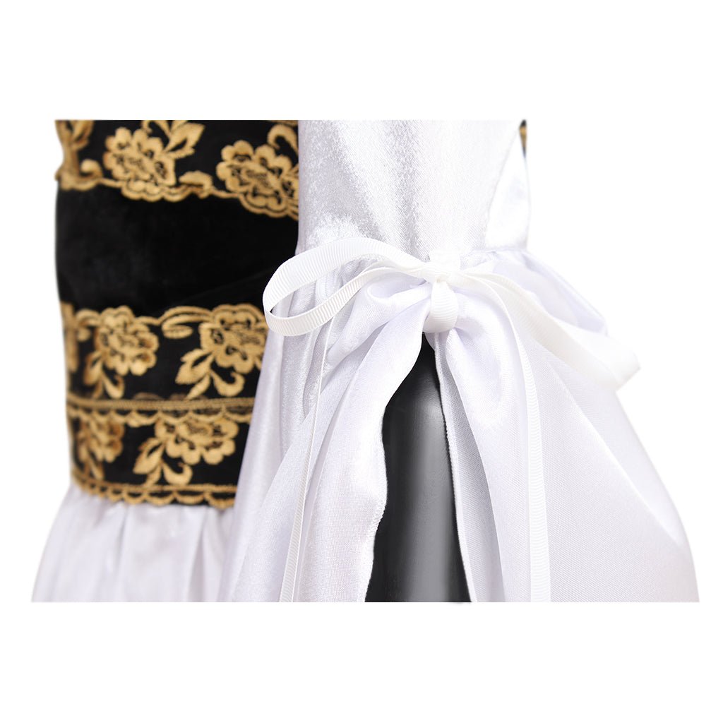 Robe médiévale blanche avec gilet noir costume cosplay personnalisé pour adultes Halloween Carnaval