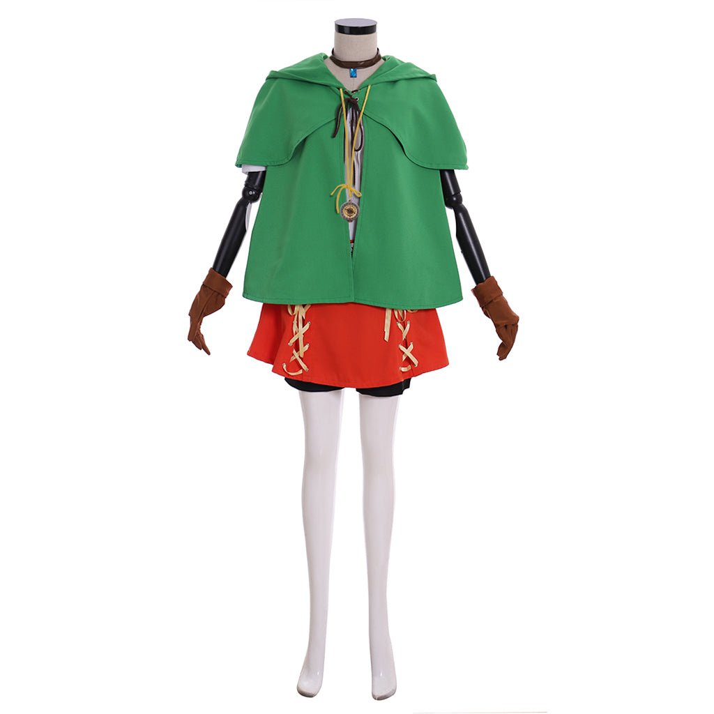 Costume Cosplay Linkle Elfe Ensemble Complet avec Cape Verte, Chemise, Pantalon et Jupe