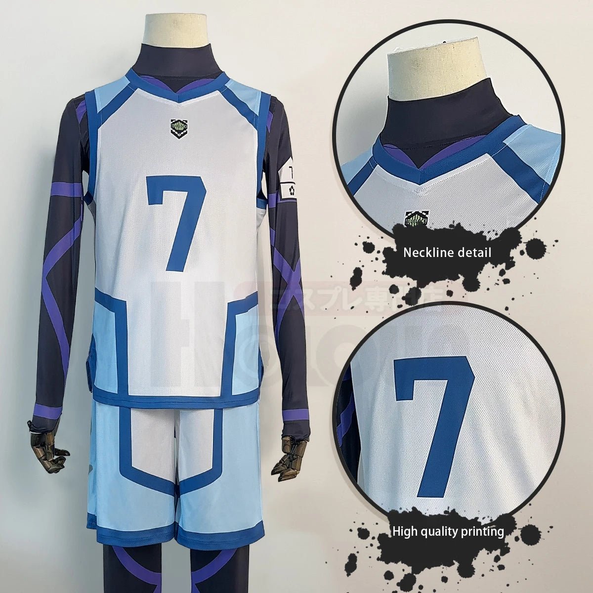 Costume Cosplay Nagi Blue Lock Saison 2 avec Wig et Maillot d'Entraînement NO.7