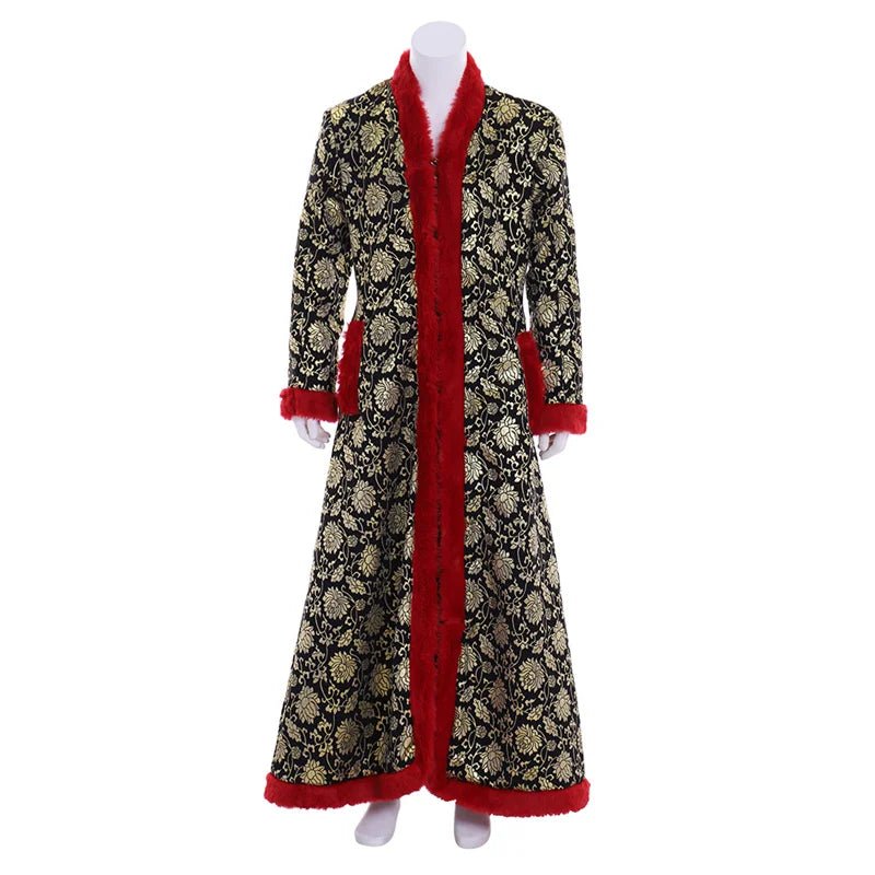 Kaftan Rouge Médiéval avec Chapeau en Fourrure | Costume Cosplay d'Hiver Victorien pour Hommes