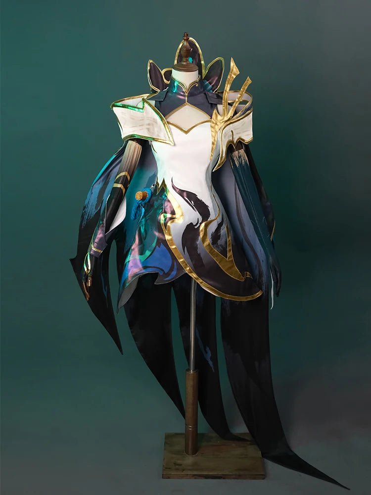 Costume Cosplay LOL Calligraphia Xayah Style Chinois Robe Halloween Femme avec Cape Nouveau Skin