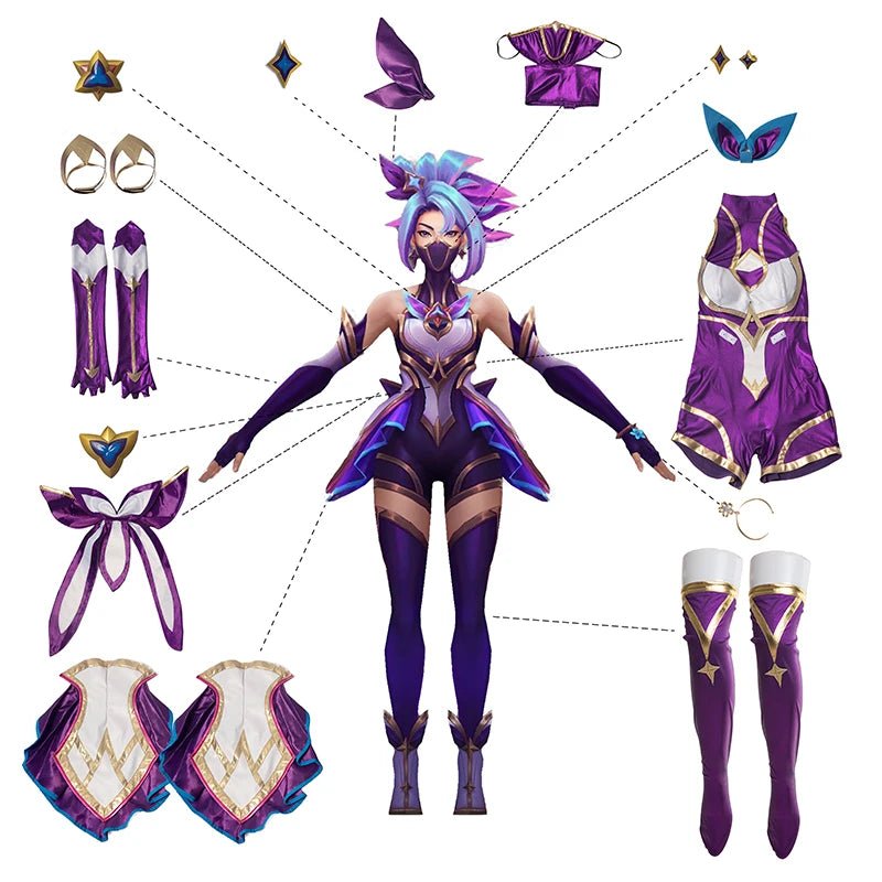 Costume Cosplay Akali Star Guardian LOL Femme - Ensemble Complet