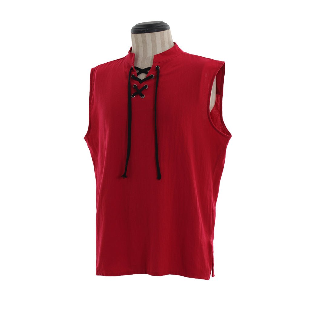 Chemise Gilet Victorien pour Hommes - Sans Manches, Couleur Unie avec Col Ajustable pour l'Été | L'AniMirage