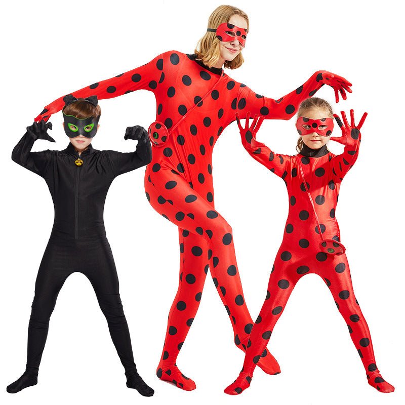 Costume Halloween Coccinelle & Chat Noir pour Enfants - Adorable Grenouillère Coccinelle