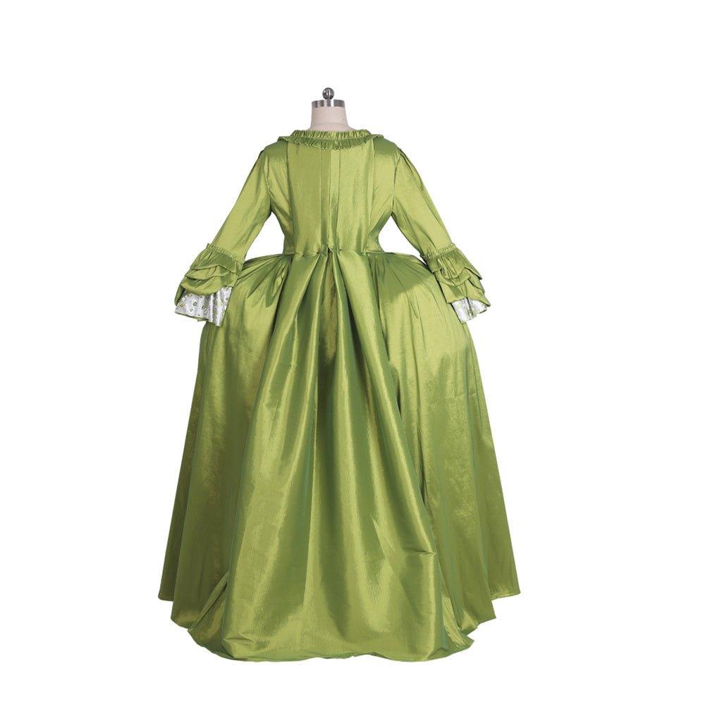 Robe Rococo Verte Pomme du 18e Siècle avec Fleur sur la Poitrine - Élégance Médiévale par L'AniMirage