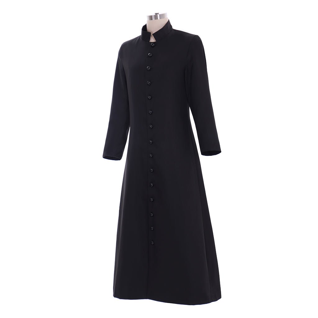 Robe de Clergé Noire pour Hommes - Costume de Prêtre avec Col Montant pour Usage Religieux et Cosplay