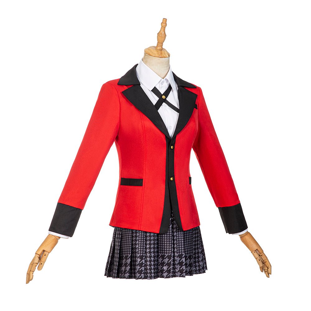 Costume Cosplay Jabami Yumeko Kakegurui pour Femmes - Robe Noire, Perruque et Bas Rayés
