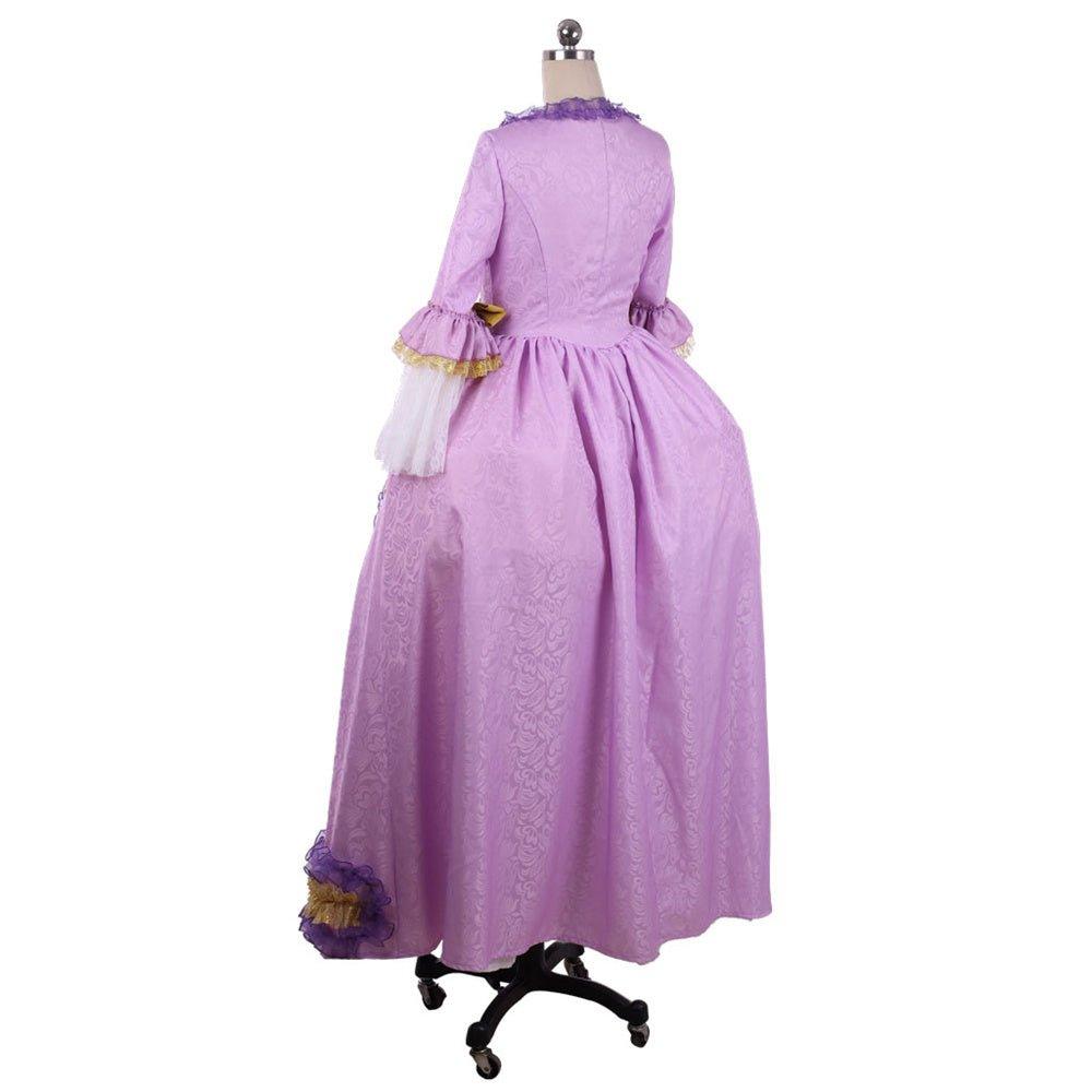 Robe Rococo Violette avec Impression Numérique - L'AniMirage Costume en Taffetas Élégant