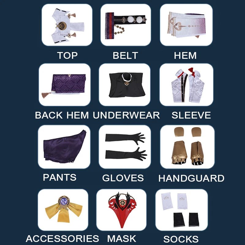 Costume Cosplay Kujou Sara de Genshin Impact - Robe, Accessoires et Masque Complet pour Femme