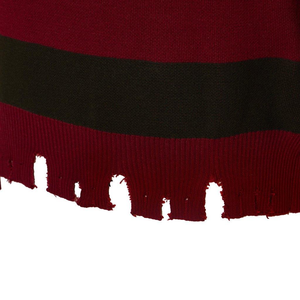Pull Cosplay Freddy Krueger | Film Rue de l'Angoisse Pull Rayé Rouge | Tricot Unisexe pour Hommes et Femmes