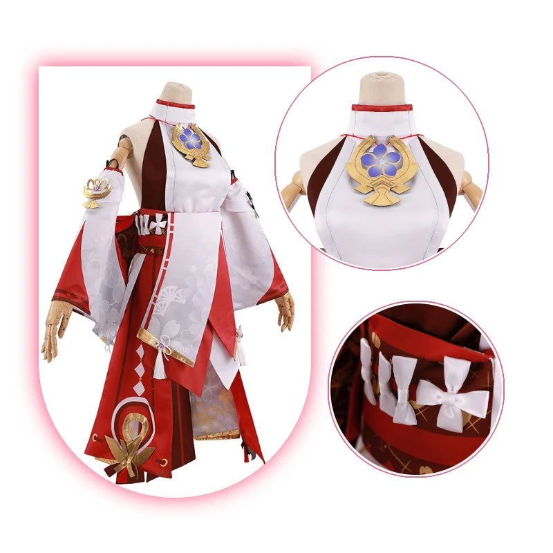 Costume Cosplay Yae Miko Genshin Impact - Tenue Complète avec Coiffe pour Femme