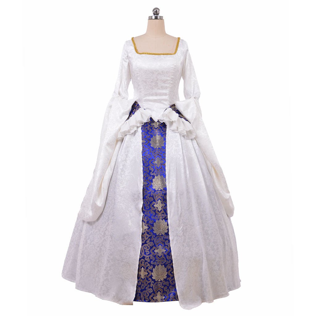 Robe Renaissance Tudor Femme | Reine Elizabeth I & Anne Boleyn Blanc | Costume Cosplay & Halloween