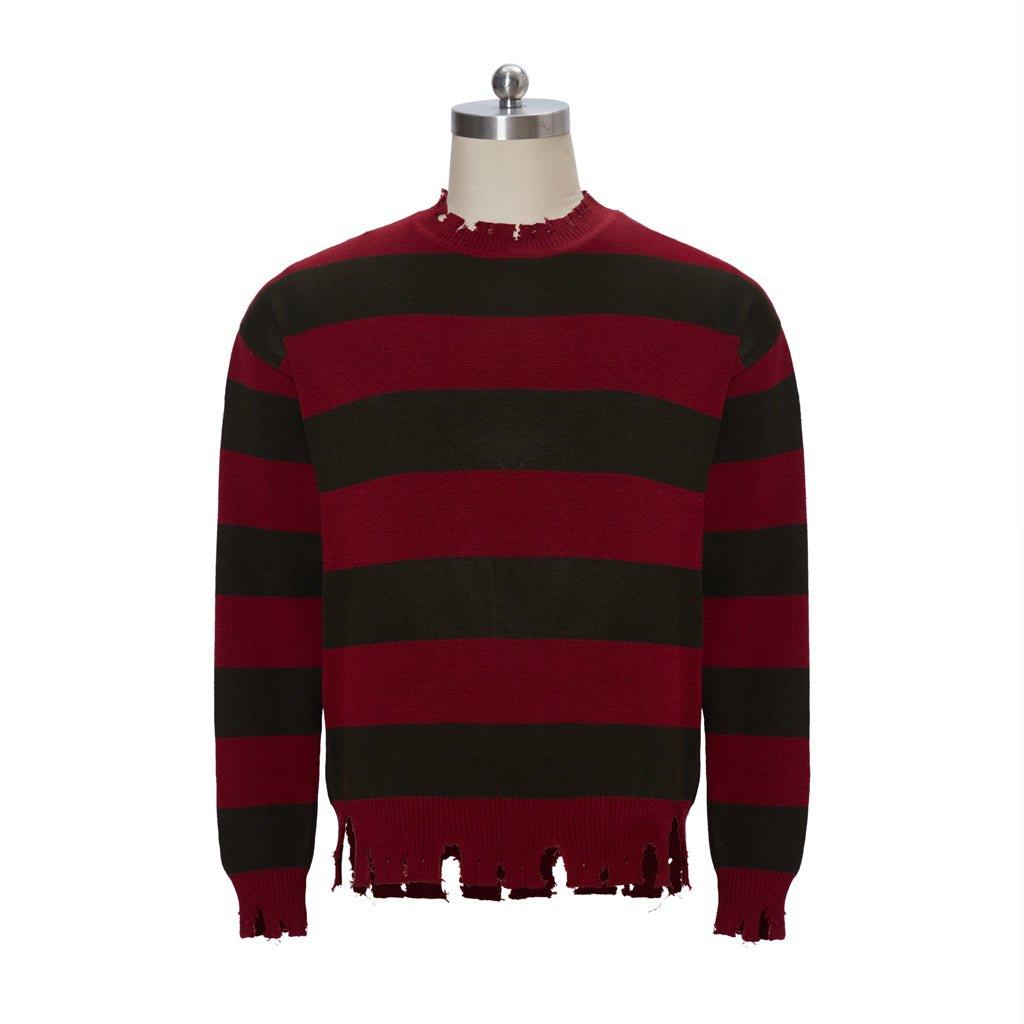 Pull Cosplay Freddy Krueger | Film Rue de l'Angoisse Pull Rayé Rouge | Tricot Unisexe pour Hommes et Femmes
