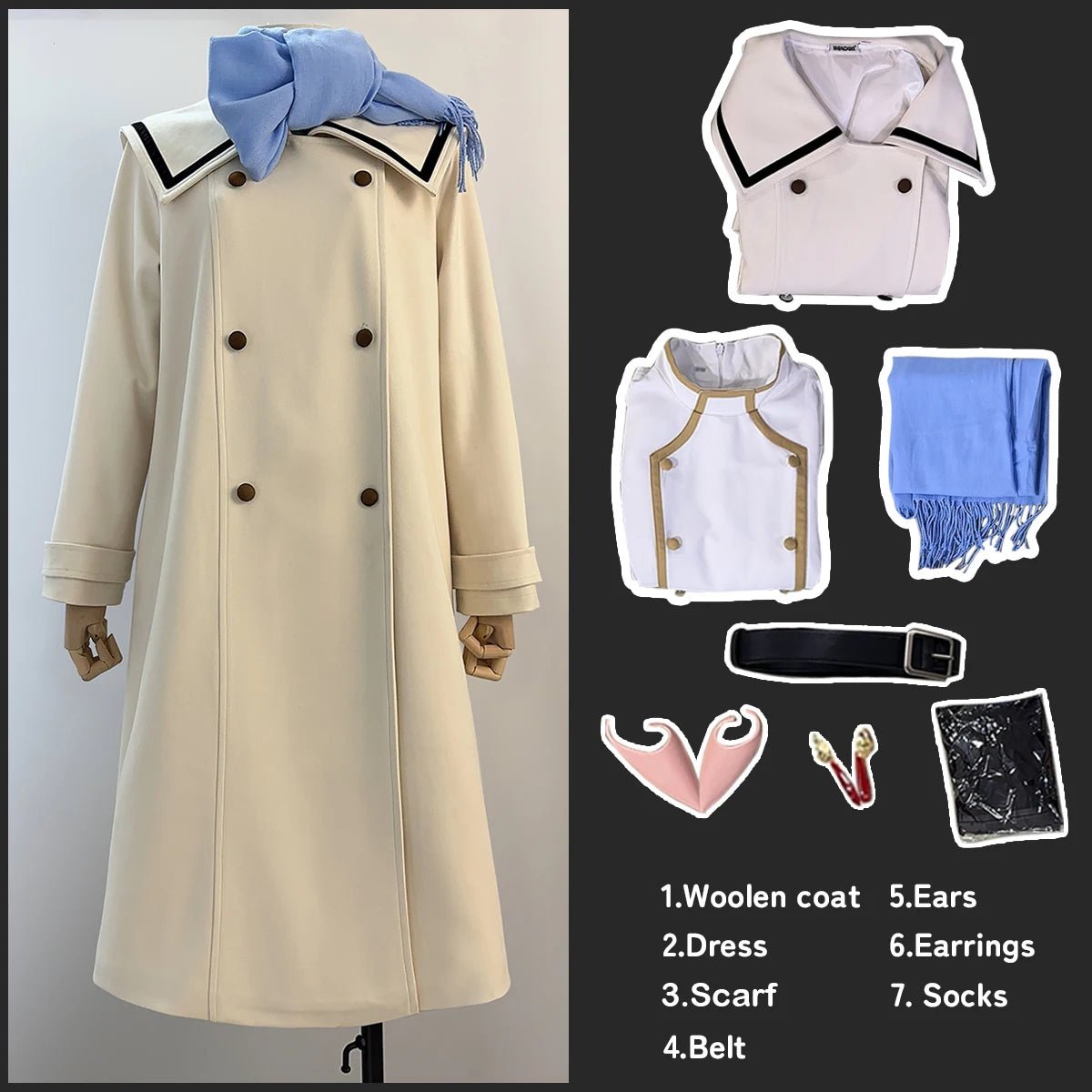 Costume Cosplay Frieren Au-Delà du Voyage Manteau d'Hiver Robe Perruque
