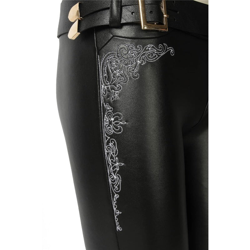 Costume Cosplay Trish DMC 5 - Haut Tube et Pantalon en Cuir PU Noir Ensemble Complet pour Halloween