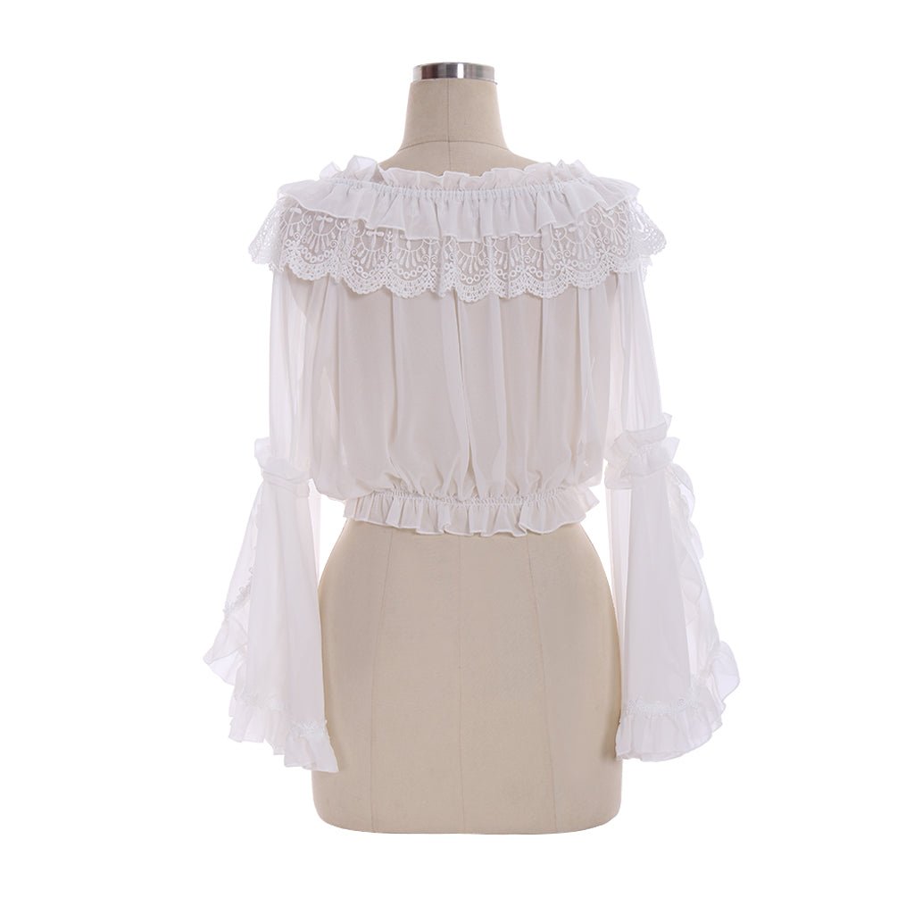 Blouse Lolita Sans Bretelles en Chiffon avec Manches Trompette pour Femmes et Filles