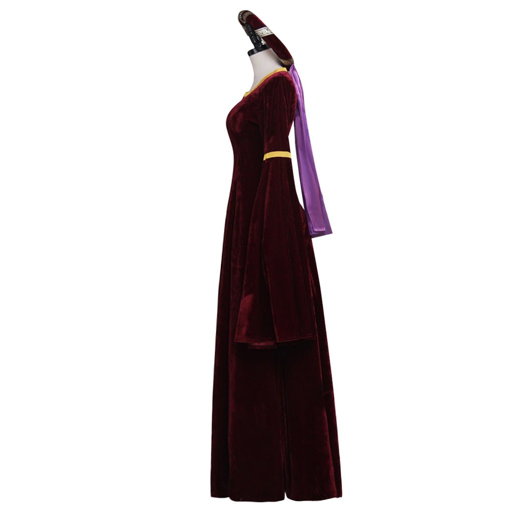 Robe Renaissance Rouge Foncé Médiévale Costume Cosplay pour Femme - Halloween Fête Carnaval