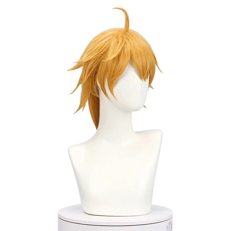 Perruque Cosplay Tohma Genshin Impact 55cm Jaune pour Homme Résistante à la Chaleur