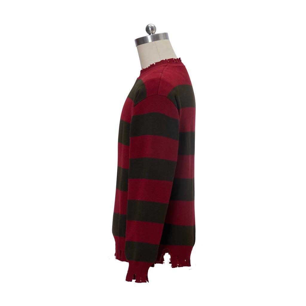 Pull Cosplay Freddy Krueger | Film Rue de l'Angoisse Pull Rayé Rouge | Tricot Unisexe pour Hommes et Femmes