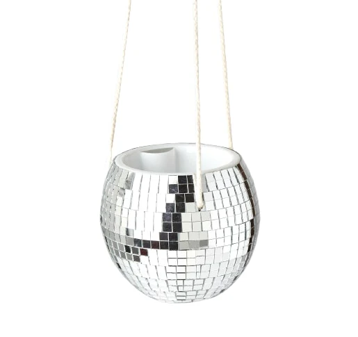 Disco Ball Hanging Planter: Reflective Mirror Ball Plant Hanger for Vibrant Décor