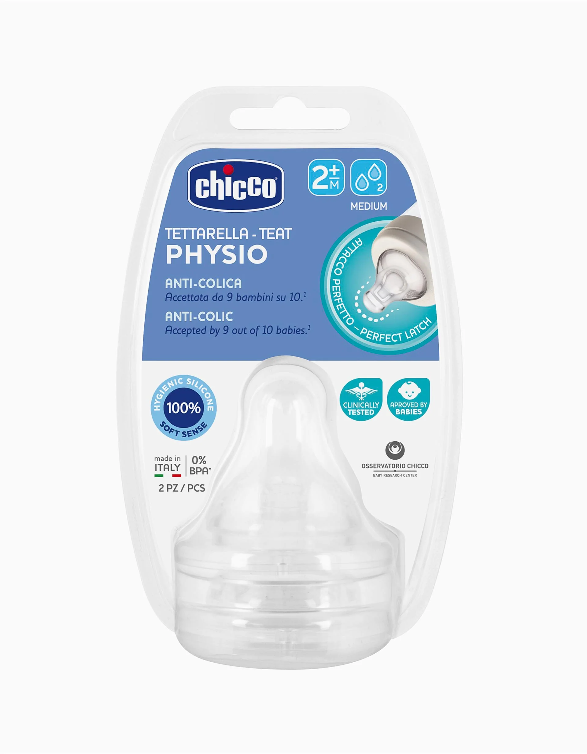 Silicone teat medium flow perfect5 2m+ Chicco 2un