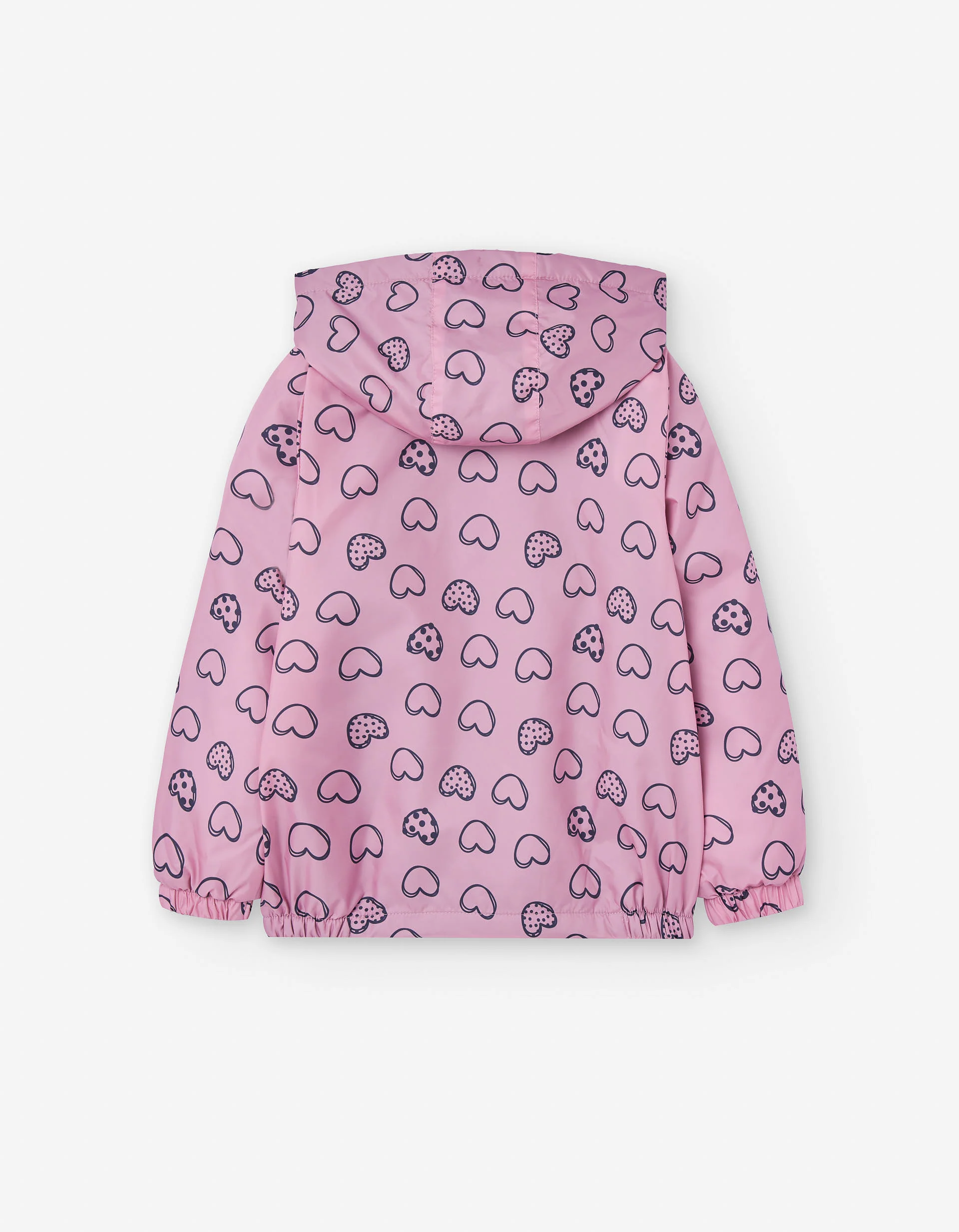 Hooded parka with fleece lining and heart motif for girls, pink