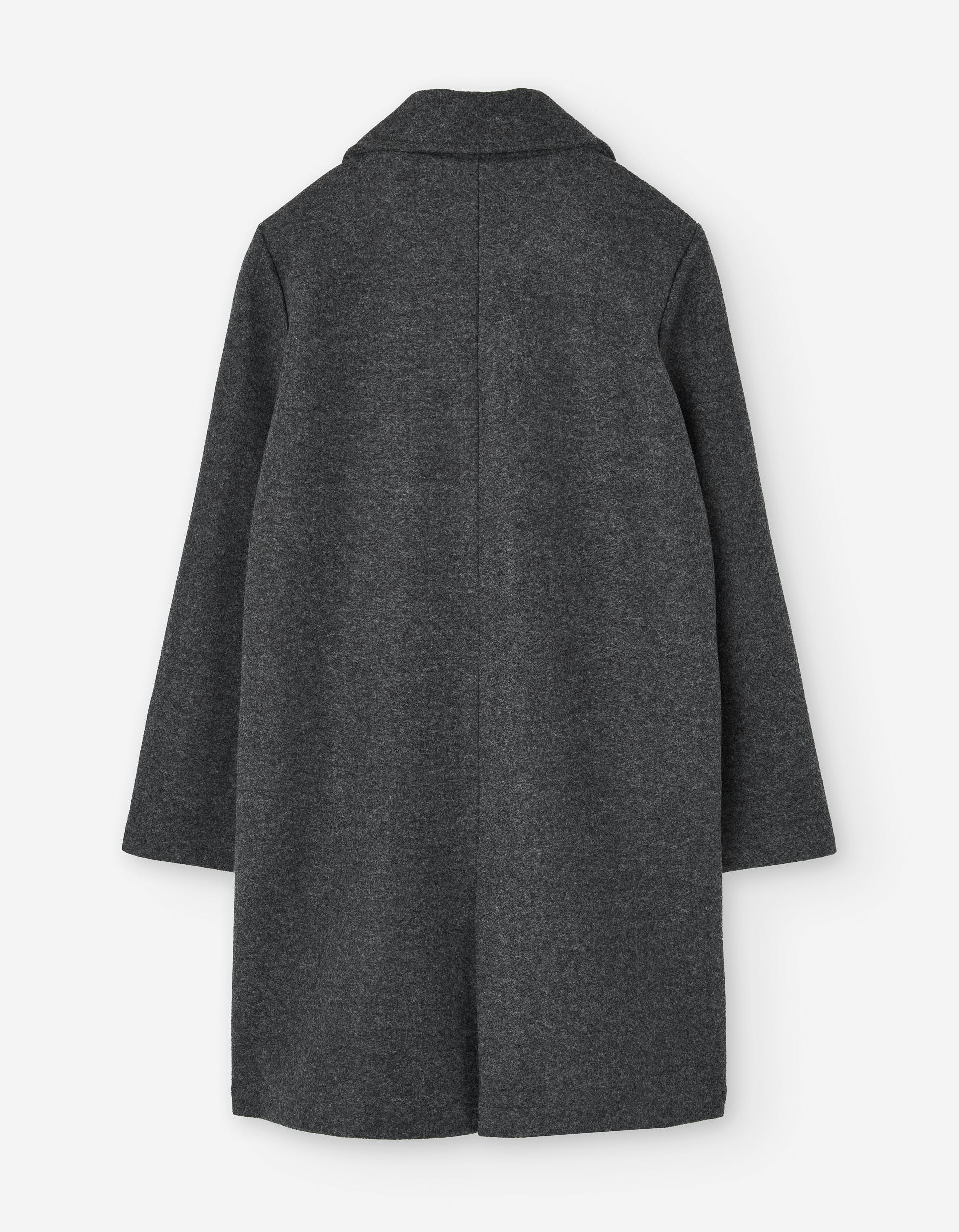 Wool effect long coat with pockets for girls, dark grey